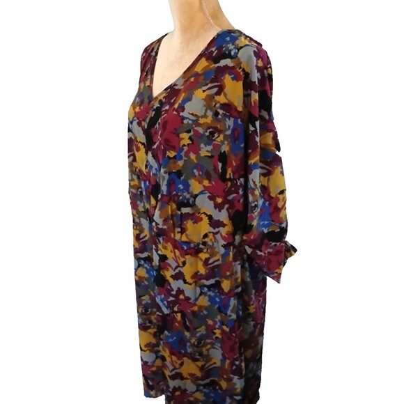 Vintage Jessica London lightweight dress sz 18 rich floral tones deep v - Picture 4 of 5